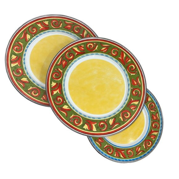 Formation 1980s metal enamelware plates set of 3 Tuscan Summer Dishes - Picture 6 of 10